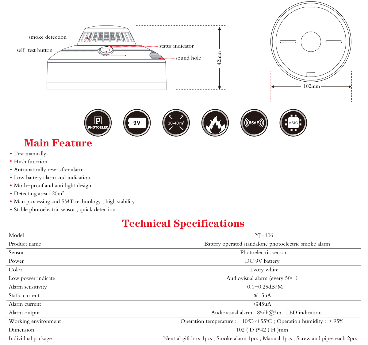 Smoke Alarm YJ-106