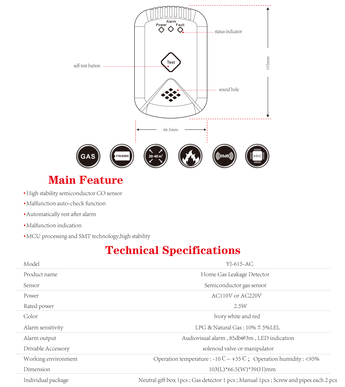 Home Gas Leakage Detector YJ-615