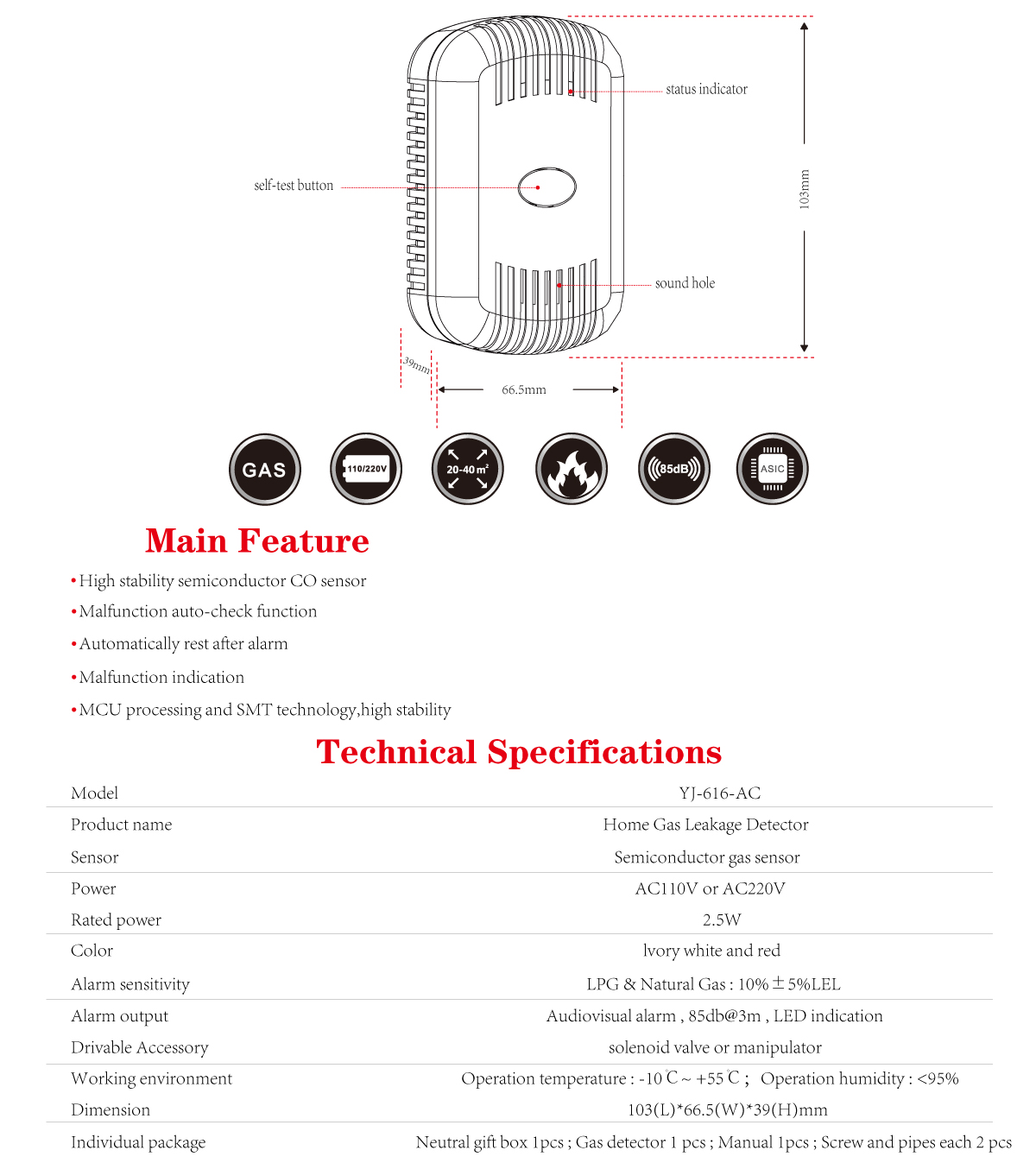 Home Gas Leakage Detector YJ-616